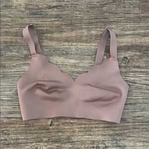Seamless Scallop Edge Wireless Bralette - Tan